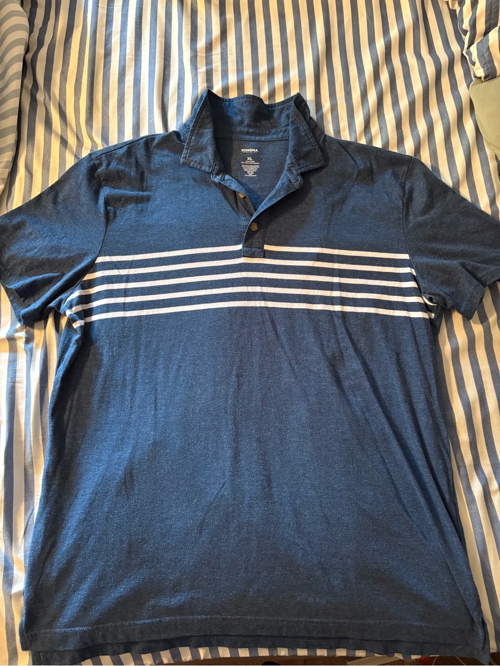 Men's Sonoma Navy Polo Shirt with White Stripes